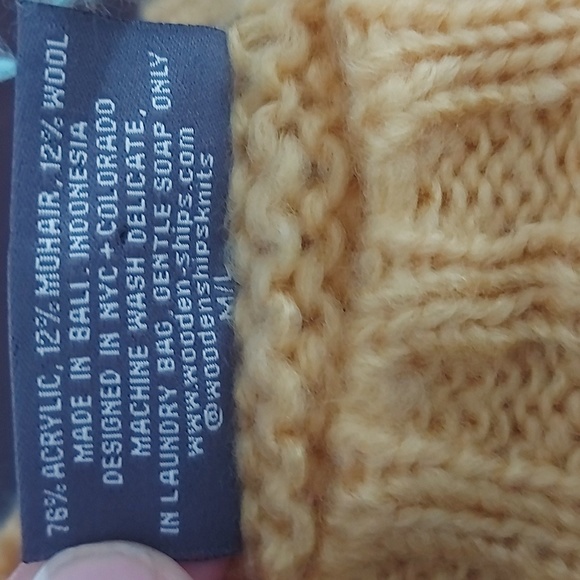 WOODEN SHIPS ASPEN CREW SWEATER Yellow Gray and White Size Large - Picture 6 of 6